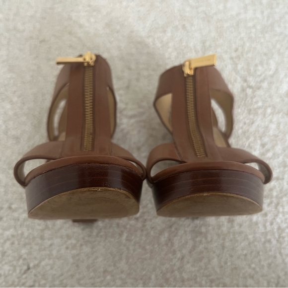 Michael Kors Brown Leather T-Strap Heels - Picture 6 of 6